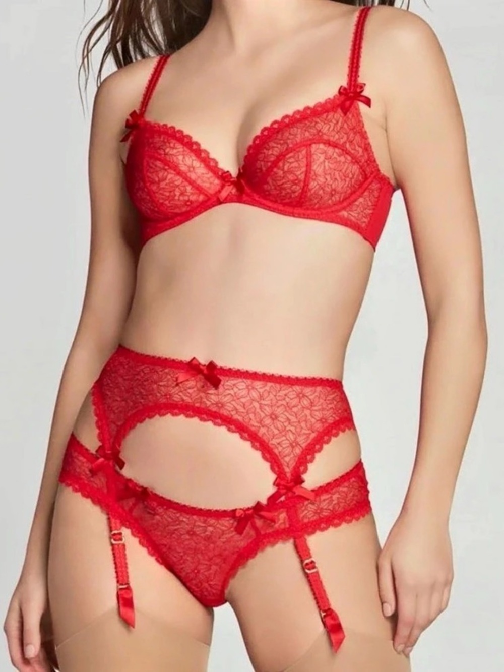 Agent Provocateur Aliza thong set - Red (36B, size 4/L)